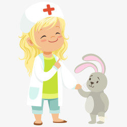 兔子医生卡通女孩医生与兔子高清图片