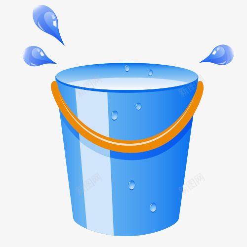 蓝色的水滴png免抠素材_新图网 https://ixintu.com 提手 提水桶 水桶 水满 水滴