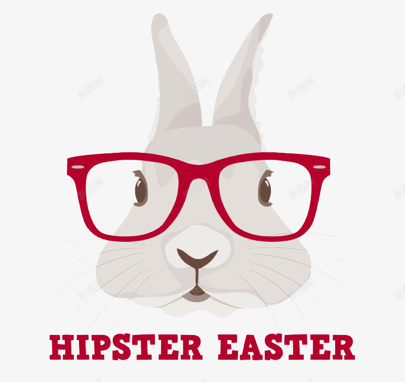 戴红色眼镜框的兔子头像png免抠素材_新图网 https://ixintu.com 兔子 卡通 戴眼镜