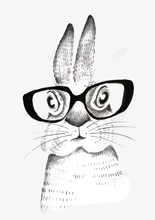 眼镜兔子png免抠素材_新图网 https://ixintu.com 兔子 创意 动物 卡通 可爱 手绘 插画 涂鸦 眼镜 速写