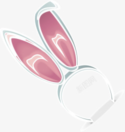 可爱粉色兔子头带素材