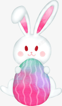 复活节抱着彩蛋的兔子素材
