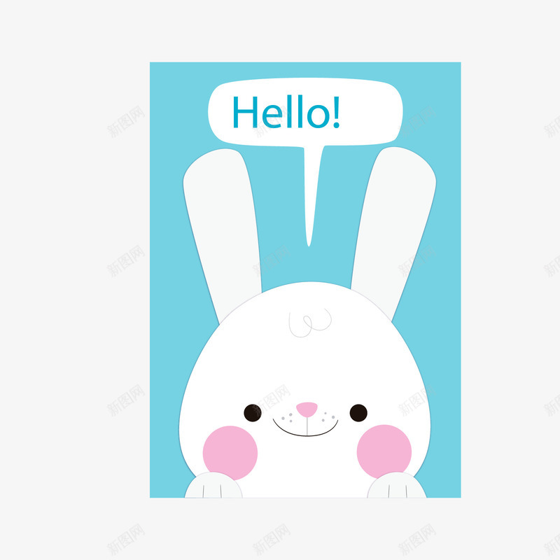 白蓝色你好兔子动物问候卡片矢量图ai免抠素材_新图网 https://ixintu.com 兔子 动物 卡片 白色 蓝色 蓝色卡片 问候卡片 矢量图