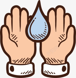 爱护水资源捧着水滴的双手图高清图片