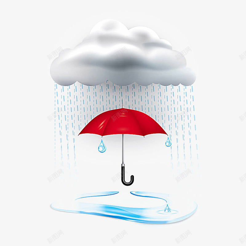 雨伞psd免抠素材_新图网 https://ixintu.com 下雨 云朵 创意雨伞 水滴 液体 雨滴