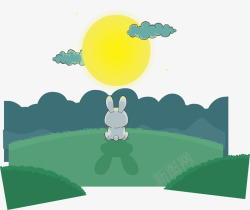 孤独的兔子矢量图素材