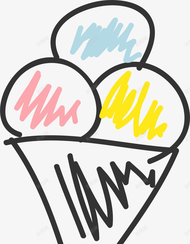 彩色手绘涂鸦冰淇淋png免抠素材_新图网 https://ixintu.com 6月1号 儿童节 六一节 彩色冰淇淋 玩耍 童趣 线条冰淇淋