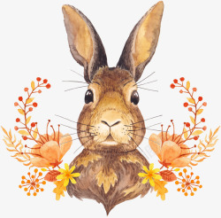 可爱小兔子在花丛中素材