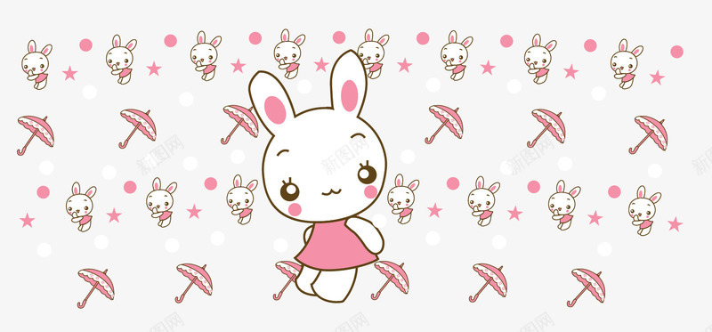 可爱小兔子装饰png免抠素材_新图网 https://ixintu.com 可爱布偶 可爱装饰 小兔子 小雨伞 粉红色小兔