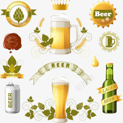 绿叶环绕啤酒素材