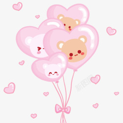粉红色气球卡通手绘儿童素材