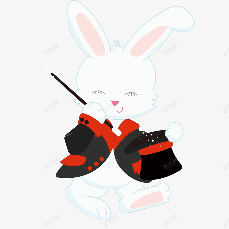 卡通变魔术的小兔子矢量图ai免抠素材_新图网 https://ixintu.com 动物设计 卡通 变魔术 小兔子设计 魔术师 矢量图