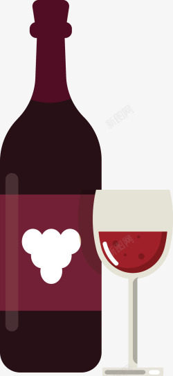 红酒宣传素材扁平化红酒瓶子后悔矢量图高清图片