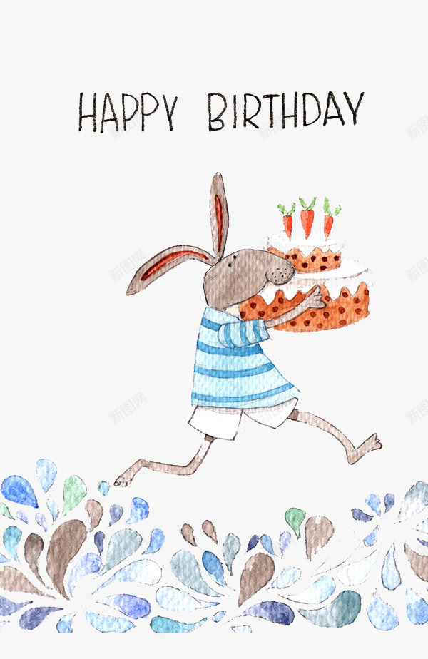 过生日的兔子png免抠素材_新图网 https://ixintu.com 儿童插画 兔子 卡通 卡通元素 故事插画 穿衣服的兔子 过生日