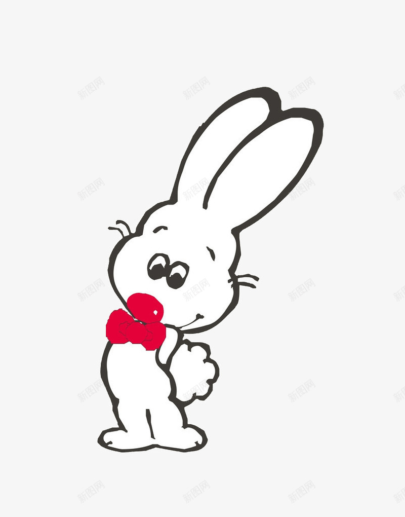 戴着红领带的兔子png免抠素材_新图网 https://ixintu.com 动物 白兔子 白色 红领带