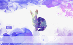 蓝紫色渐变星空兔分层素材