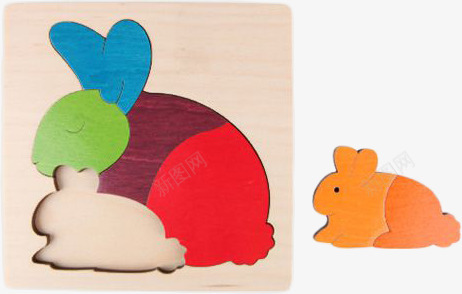兔子拼图png免抠素材_新图网 https://ixintu.com 产品实物 兔子 创意 拼装 木板 玩具
