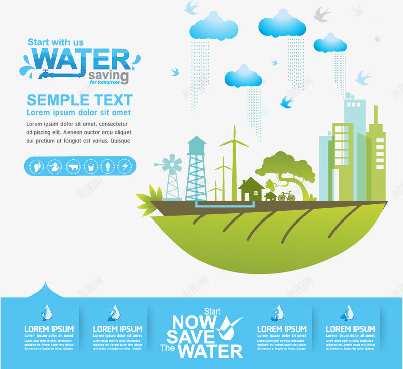 保护水资源环境保护数据化矢量图eps免抠素材_新图网 https://ixintu.com 保护水资源 公益海报素材 循环利用水资源 水 水滴 水资源 环保素材 省水 矢量图 节约用水 蓝色水滴