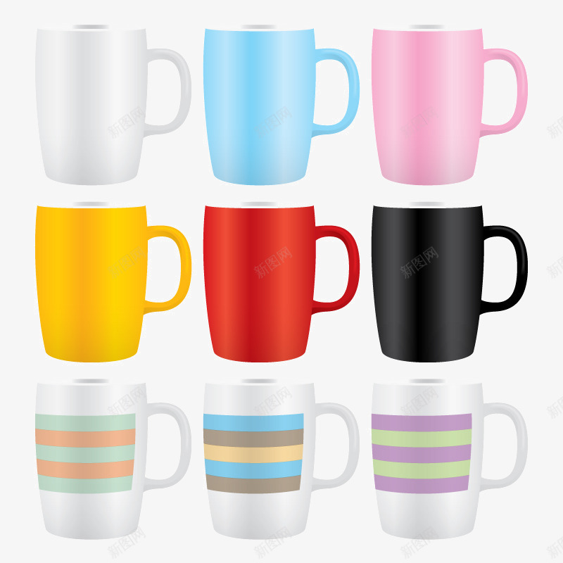 彩色的各种杯子png免抠素材_新图网 https://ixintu.com 彩色 条纹 杯子 瓷器 设计 质感