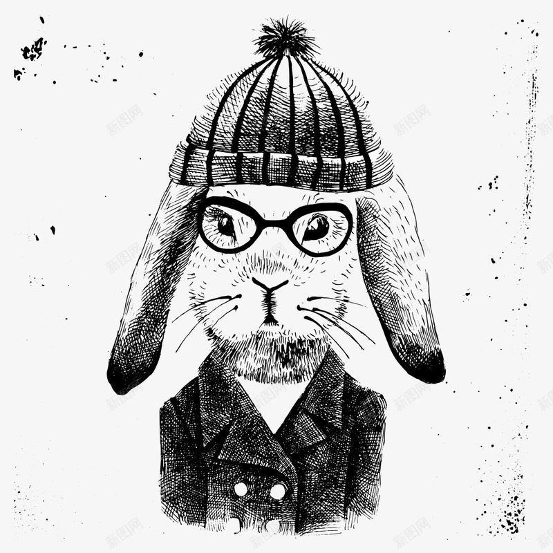 戴眼镜的兔子png免抠素材_新图网 https://ixintu.com 兔子 创意兔子 动物 卡通动物 戴眼镜 矢量兔子 矢量动物
