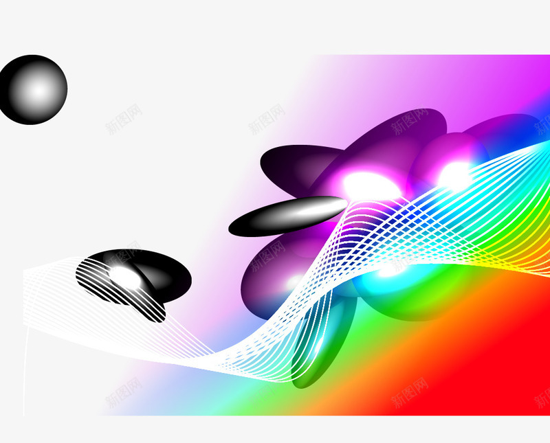 立体球形png免抠素材_新图网 https://ixintu.com 创意 彩色 彩虹 白色曲线 科技线条 立体球形 线条