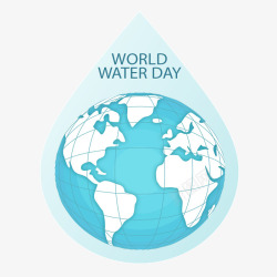 水世界地图蓝色世界水日地球图案高清图片