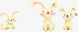 黄兔子手绘黄粉色可爱兔子高清图片