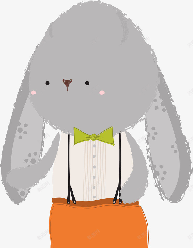 绅士兔子png免抠素材_新图网 https://ixintu.com 兔子 卡通 手绘 灰色