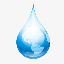 上升中的地球蓝色卡通水滴节水装饰高清图片