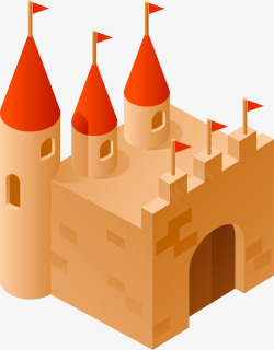 手绘卡通娱乐城城堡素材