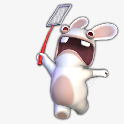 3D卡通兔子拍苍蝇图标png_新图网 https://ixintu.com 3d 兔子 卡通 拍蚊子 苍蝇
