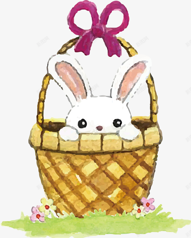 篮子里的小兔子矢量图ai免抠素材_新图网 https://ixintu.com 动物 卡通 可爱 呆萌 小兔子设计 篮子里的兔子 矢量图