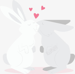 甜蜜亲吻的情侣兔子矢量图素材
