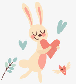 结婚兔子抱着爱心的兔子矢量图高清图片