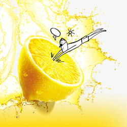半透明水切半新鲜柠檬带水高清图片