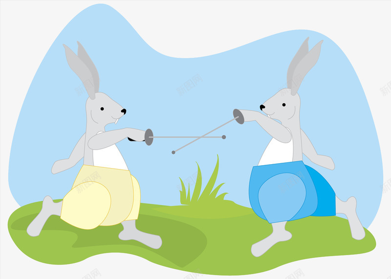 兔子的击剑png免抠素材_新图网 https://ixintu.com 击剑 动物 奥运项目 小兔子 手绘平面 清新小插画 运动体育