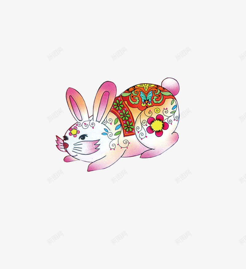 传统兔元素png免抠素材_新图网 https://ixintu.com 兔子剪纸 吉祥兔春节素材