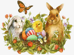 花朵和彩蛋兔子高清图片