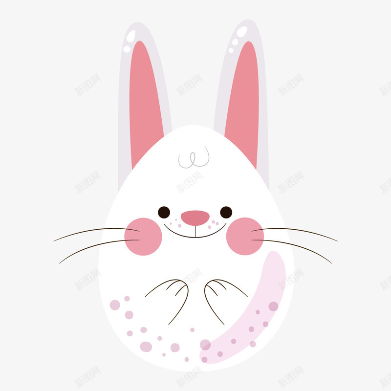 卡通白色复活节兔子彩蛋png免抠素材_新图网 https://ixintu.com 兔子耳朵 卡通动物 复活节装饰 小白兔 白色兔子 背景装饰