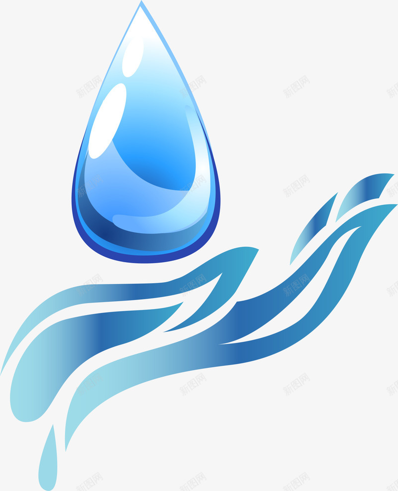 节约用水图标png_新图网 https://ixintu.com 水是生命之源 环保 省水 节约图标 节约用水 蓝色手掌 蓝色水滴 透明水滴