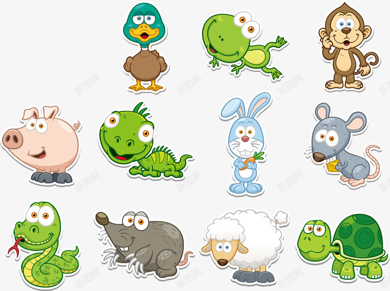手绘动物合集png免抠素材_新图网 https://ixintu.com 一群小动物 动物合集 可爱的兔子 可爱的小猪 可爱的青蛙 可爱的鸭子