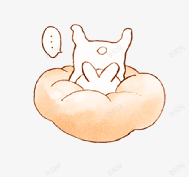 白色陷进去的兔子手绘png免抠素材_新图网 https://ixintu.com 卡通 可爱 对话框 手绘 简单 说话 面包 食物