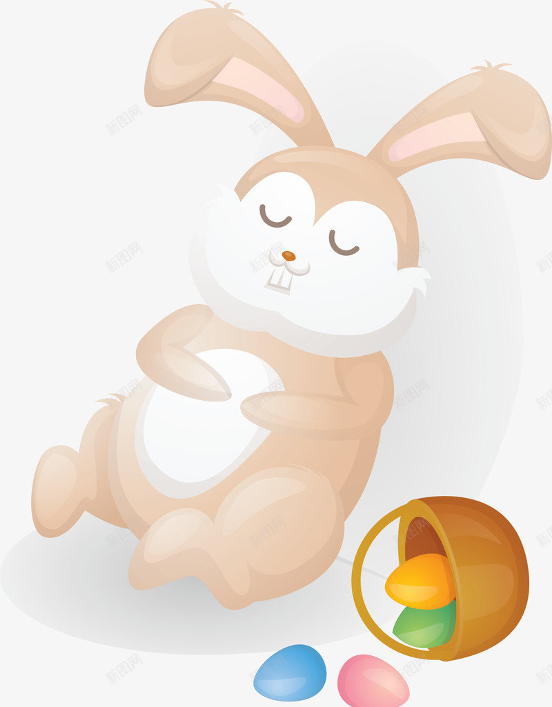 彩蛋篮子睡觉兔子矢量图ai免抠素材_新图网 https://ixintu.com 可爱兔子 复活节 彩蛋 彩蛋篮子 睡觉的兔子 矢量png 矢量图
