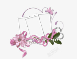 粉红花朵边框相框装饰素材