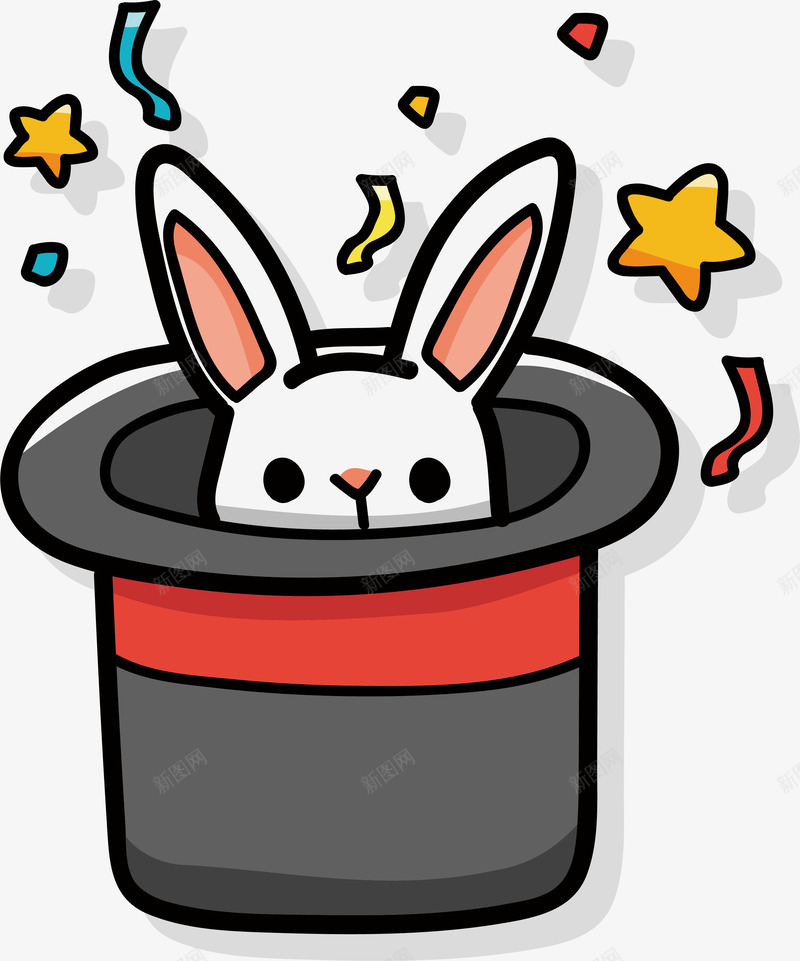 卡通魔术帽png免抠素材_新图网 https://ixintu.com 儿童 兔子 帽子 手绘可爱 游乐场 矢量图案 魔术