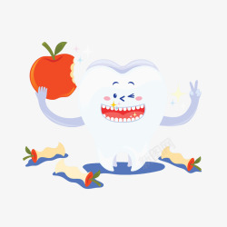 简约牙齿吃苹果的牙齿高清图片