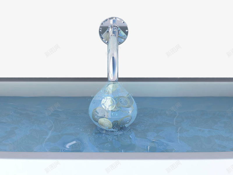 蓝色水管排水png免抠素材_新图网 https://ixintu.com 排水 水池 水滴 水管 蓝色