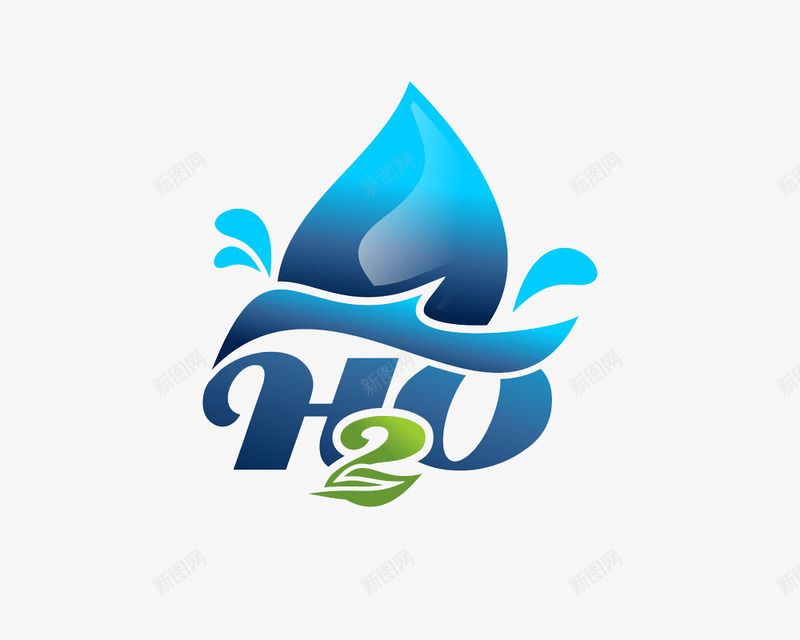 H2O蓝色水滴标志图标png_新图网 https://ixintu.com 图标 标志 蓝色 蓝色水滴