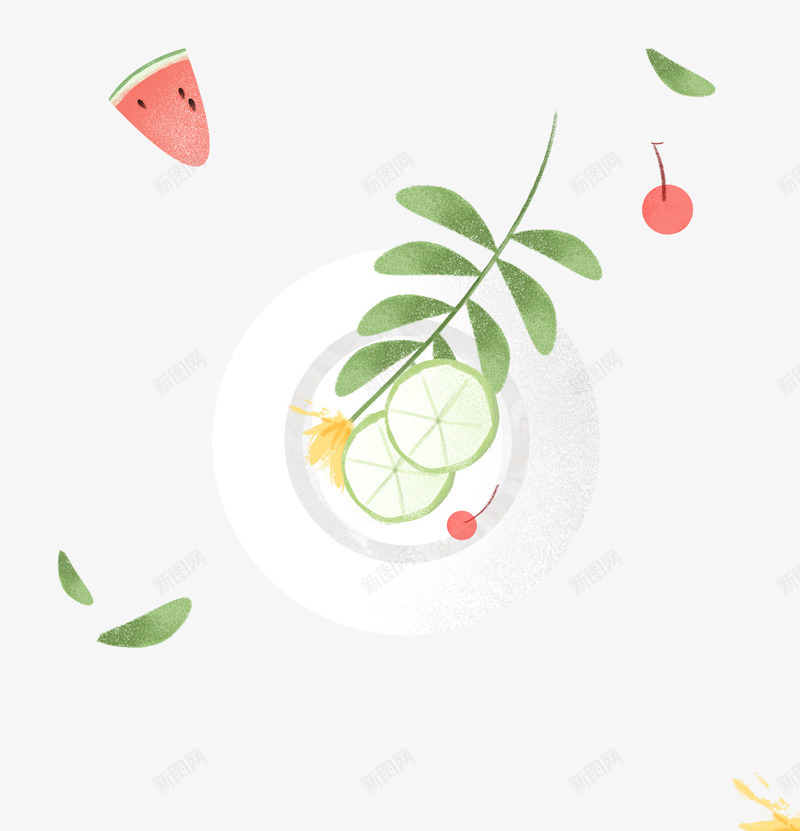 新鲜水果psd免抠素材_新图网 https://ixintu.com 夏季 新鲜柠檬 新鲜樱桃 新鲜西瓜 时令水果 清凉解暑 粉红 绿色 黄色