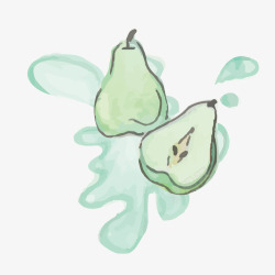 绘画果汁绿色梨子高清图片